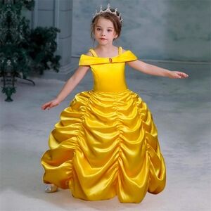Enchanting Yellow  Princess Belle  Dress with Ruched Skirt and Jeweled Bodice